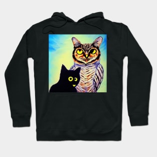 A Cat and An Owl Funny Pet Owner Hoodie